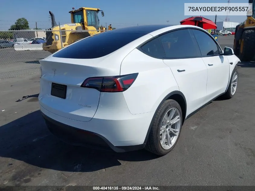 2023 Tesla Model Y Awd/Long Range Dual Motor All-Wheel Drive VIN: 7SAYGDEE2PF905557 Lot: 40416135