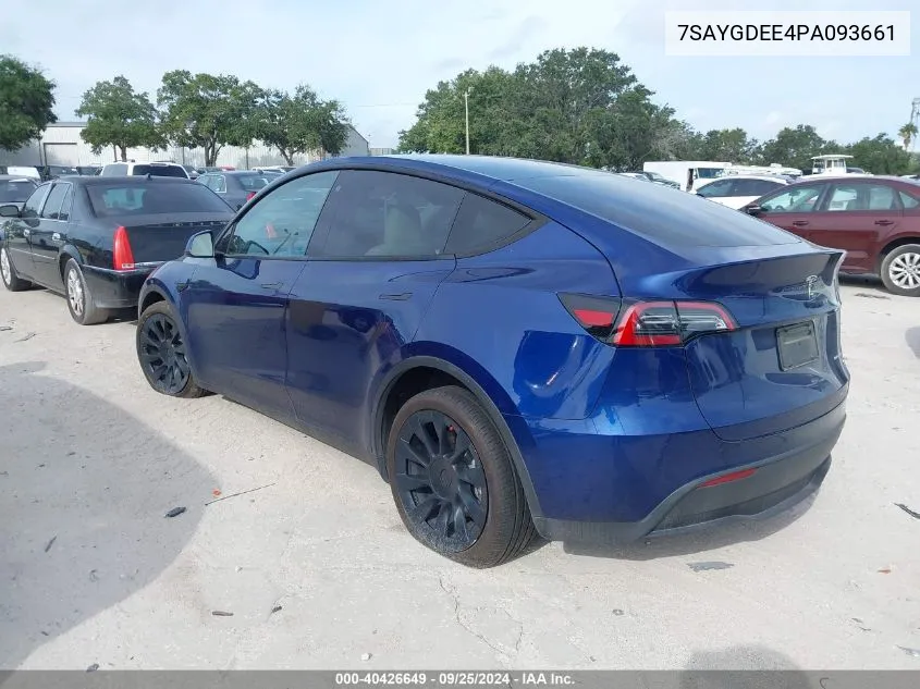 2023 Tesla Model Y Awd/Long Range Dual Motor All-Wheel Drive VIN: 7SAYGDEE4PA093661 Lot: 40426649