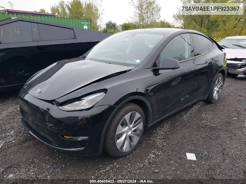 2023 Tesla Model Y Awd/Long Range Dual Motor All-Wheel Drive VIN: 7SAYGAEE1PF923367 Lot: 40430423