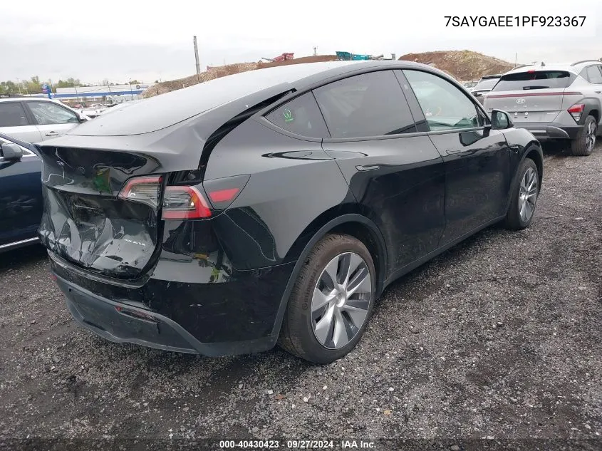 2023 Tesla Model Y Awd/Long Range Dual Motor All-Wheel Drive VIN: 7SAYGAEE1PF923367 Lot: 40430423