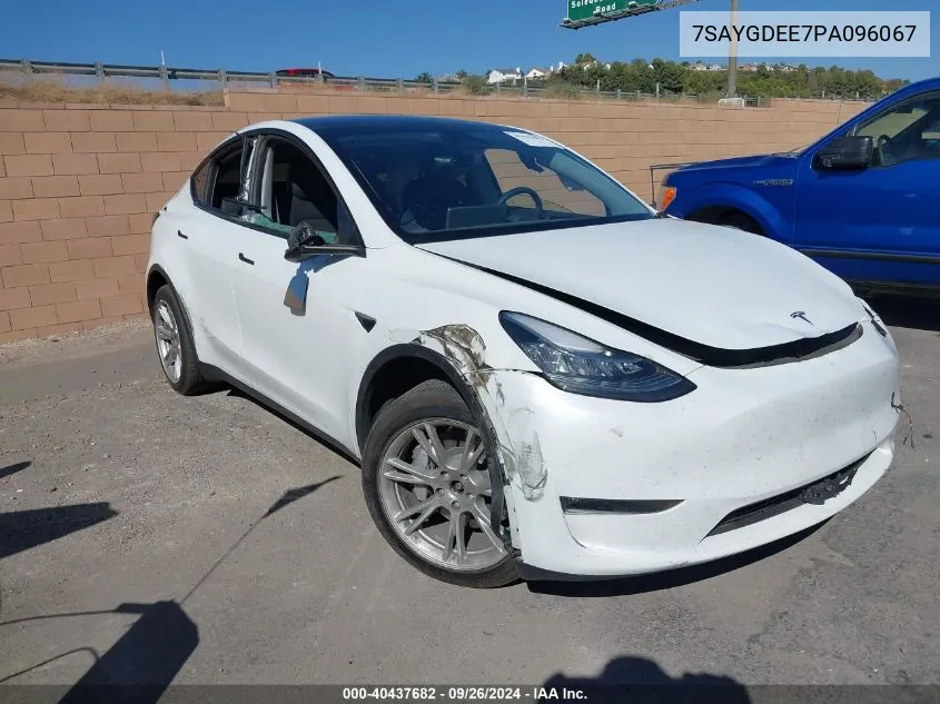 2023 Tesla Model Y Awd/Long Range Dual Motor All-Wheel Drive VIN: 7SAYGDEE7PA096067 Lot: 40437682