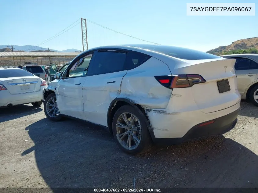 2023 Tesla Model Y Awd/Long Range Dual Motor All-Wheel Drive VIN: 7SAYGDEE7PA096067 Lot: 40437682