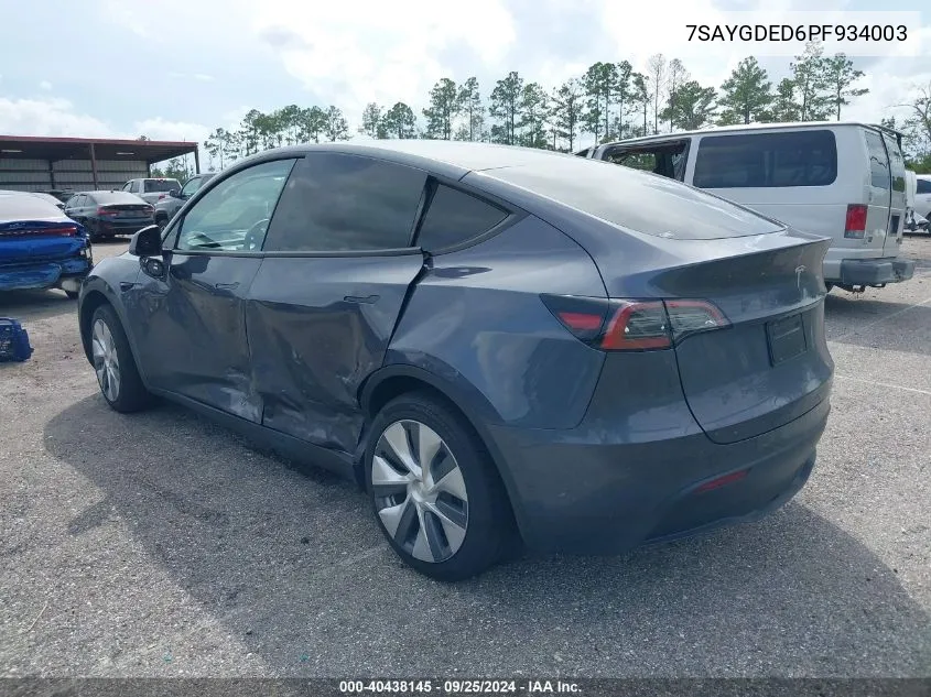 7SAYGDED6PF934003 2023 Tesla Model Y Rwd