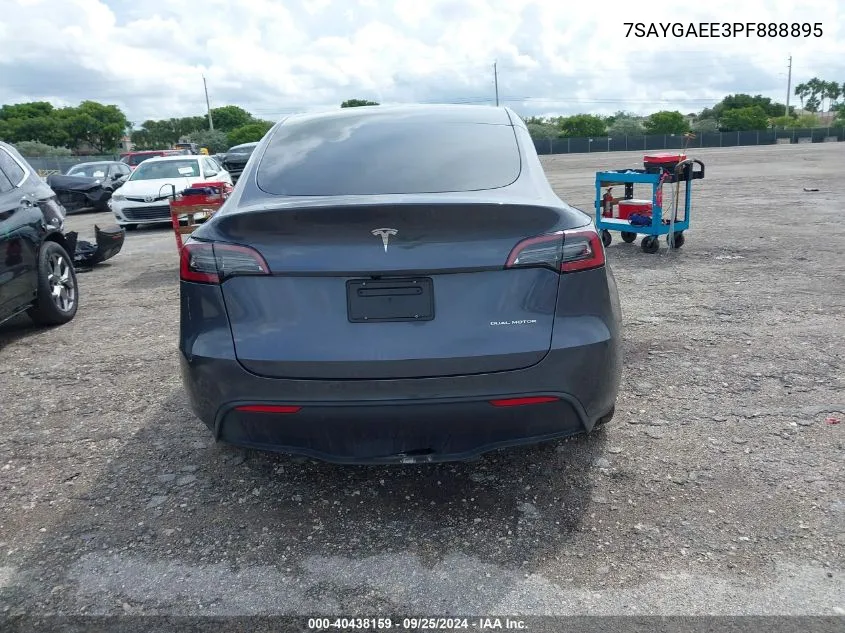 2023 Tesla Model Y Awd/Long Range Dual Motor All-Wheel Drive VIN: 7SAYGAEE3PF888895 Lot: 40438159