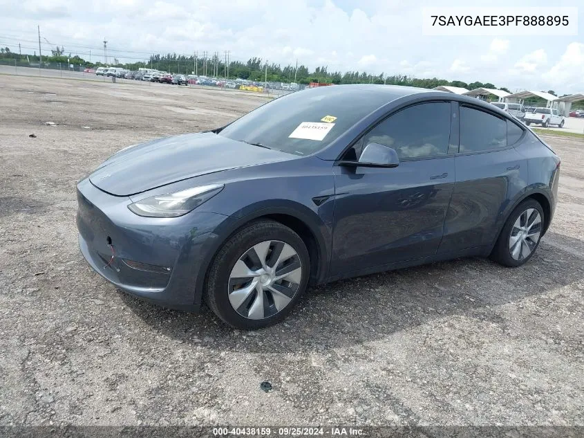 2023 Tesla Model Y Awd/Long Range Dual Motor All-Wheel Drive VIN: 7SAYGAEE3PF888895 Lot: 40438159