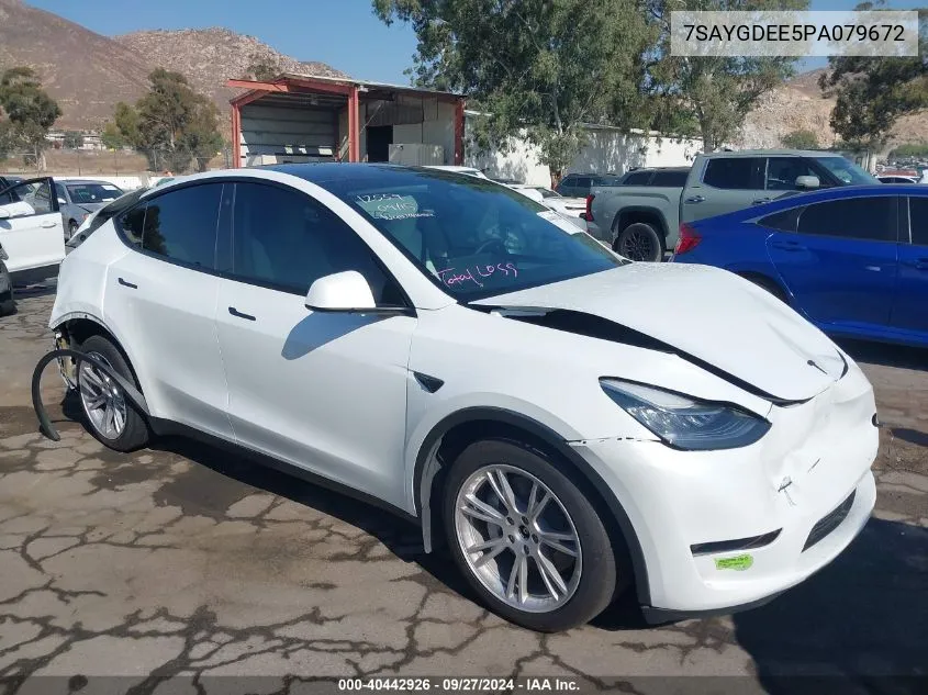 2023 Tesla Model Y Awd/Long Range Dual Motor All-Wheel Drive VIN: 7SAYGDEE5PA079672 Lot: 40442926