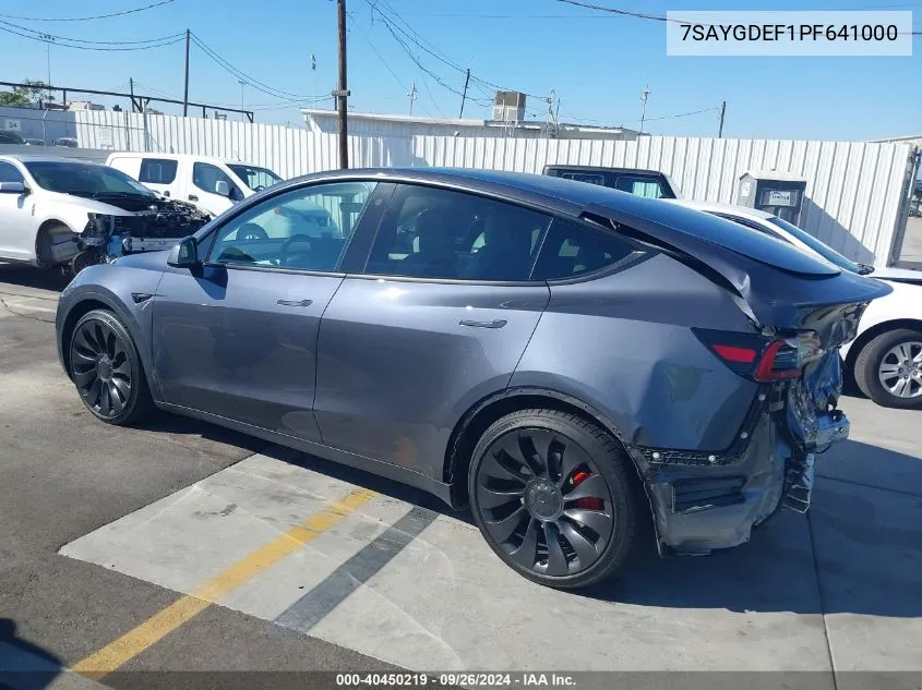 2023 Tesla Model Y Awd/Performance Dual Motor All-Wheel Drive VIN: 7SAYGDEF1PF641000 Lot: 40450219