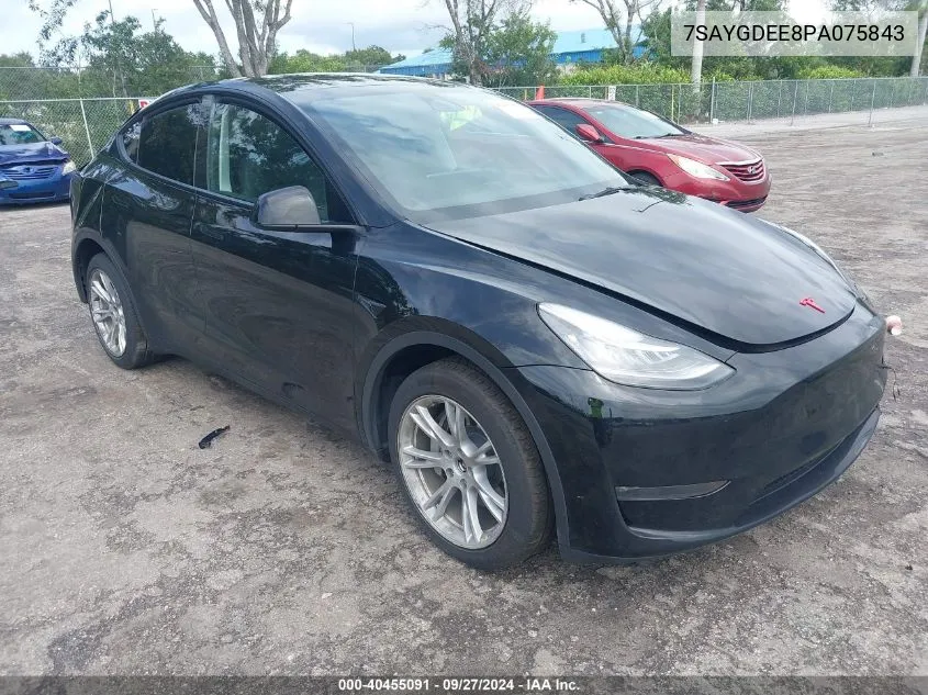 2023 Tesla Model Y Awd/Long Range Dual Motor All-Wheel Drive VIN: 7SAYGDEE8PA075843 Lot: 40455091