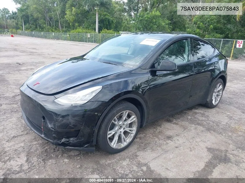 2023 Tesla Model Y Awd/Long Range Dual Motor All-Wheel Drive VIN: 7SAYGDEE8PA075843 Lot: 40455091