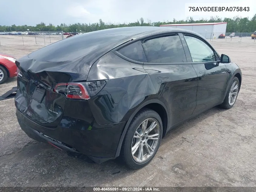 2023 Tesla Model Y Awd/Long Range Dual Motor All-Wheel Drive VIN: 7SAYGDEE8PA075843 Lot: 40455091