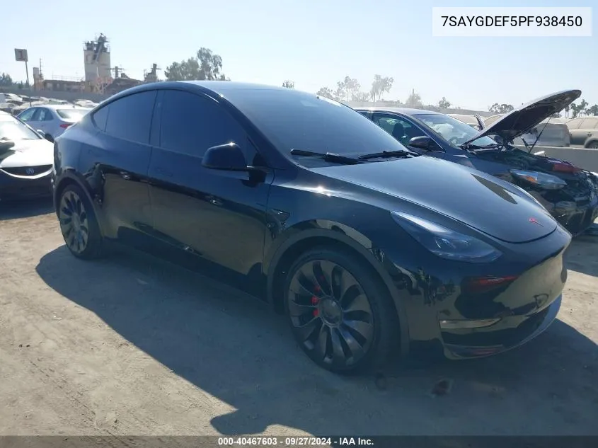 2023 Tesla Model Y Performance Dual Motor All-Wheel Drive VIN: 7SAYGDEF5PF938450 Lot: 40467603