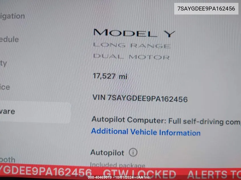 2023 Tesla Model Y VIN: 7SAYGDEE9PA162456 Lot: 40469019