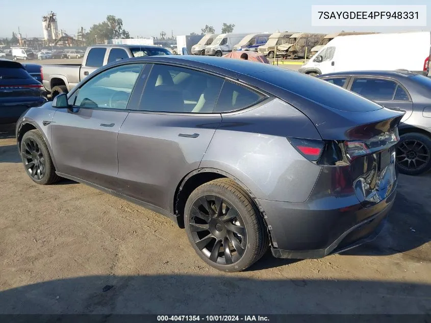 2023 Tesla Model Y VIN: 7SAYGDEE4PF948331 Lot: 40471354