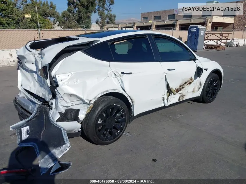 2023 Tesla Model Y Awd/Long Range Dual Motor All-Wheel Drive VIN: 7SAYGDEE2PA071528 Lot: 40476058