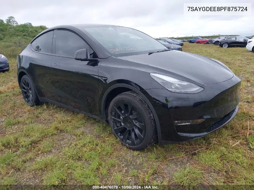 2023 Tesla Model Y Awd/Long Range Dual Motor All-Wheel Drive VIN: 7SAYGDEE8PF875724 Lot: 40476079