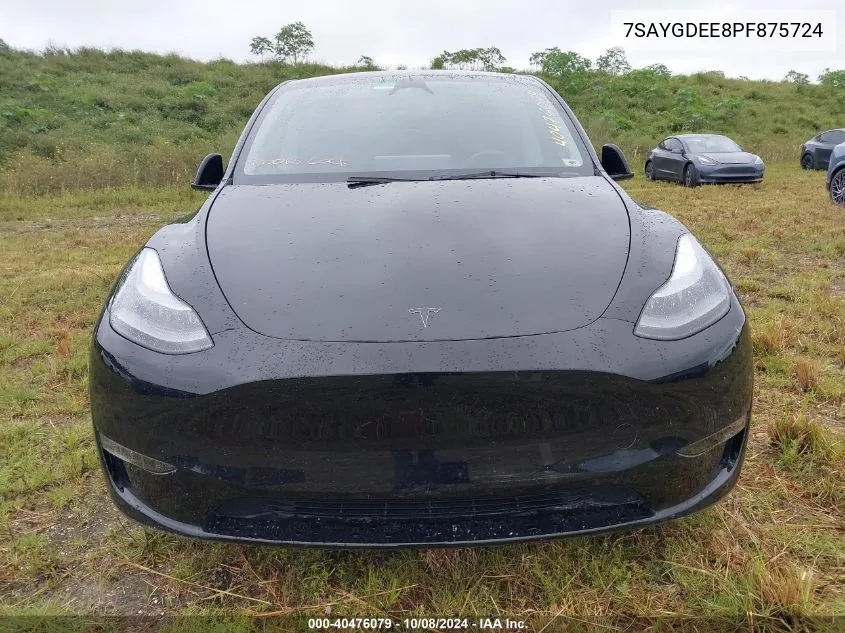 2023 Tesla Model Y Awd/Long Range Dual Motor All-Wheel Drive VIN: 7SAYGDEE8PF875724 Lot: 40476079