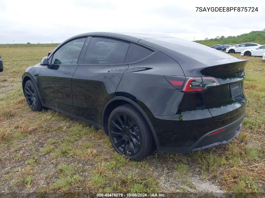 2023 Tesla Model Y Awd/Long Range Dual Motor All-Wheel Drive VIN: 7SAYGDEE8PF875724 Lot: 40476079