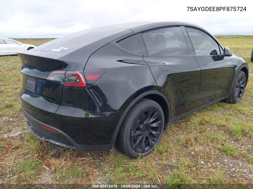 2023 Tesla Model Y Awd/Long Range Dual Motor All-Wheel Drive VIN: 7SAYGDEE8PF875724 Lot: 40476079