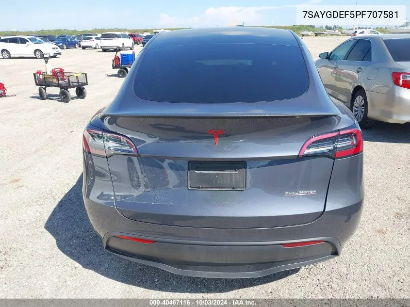 2023 Tesla Model Y Performance Dual Motor All-Wheel Drive VIN: 7SAYGDEF5PF707581 Lot: 40487116