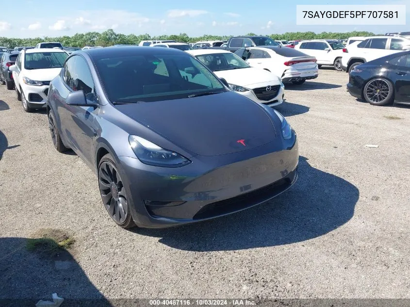 2023 Tesla Model Y Performance Dual Motor All-Wheel Drive VIN: 7SAYGDEF5PF707581 Lot: 40487116