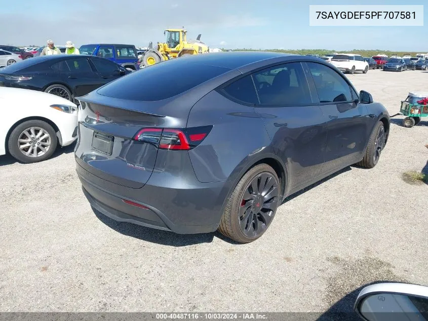 2023 Tesla Model Y Performance Dual Motor All-Wheel Drive VIN: 7SAYGDEF5PF707581 Lot: 40487116