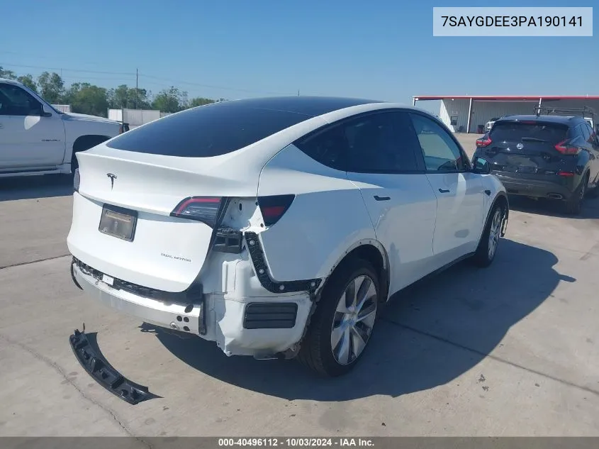 2023 Tesla Model Y Awd/Long Range Dual Motor All-Wheel Drive VIN: 7SAYGDEE3PA190141 Lot: 40496112