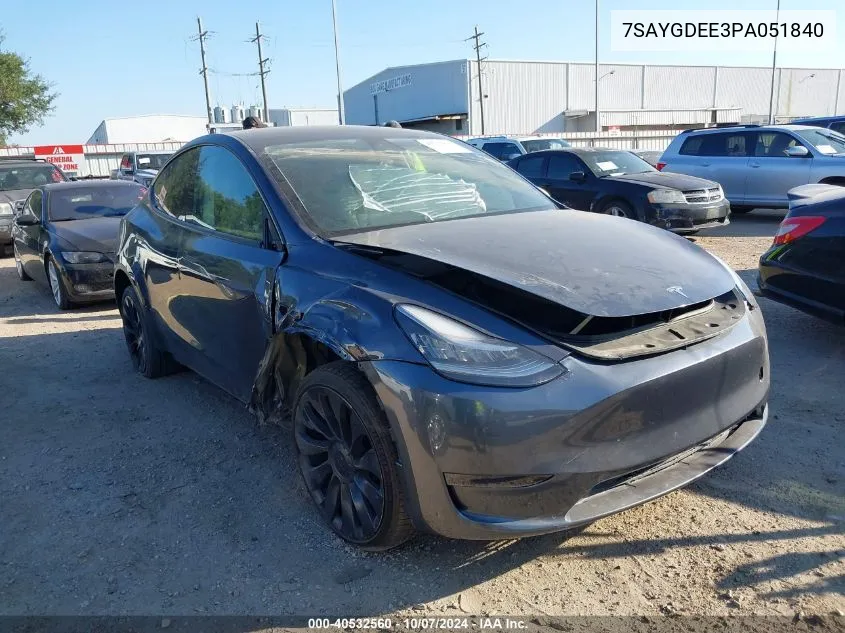 7SAYGDEE3PA051840 2023 Tesla Model Y