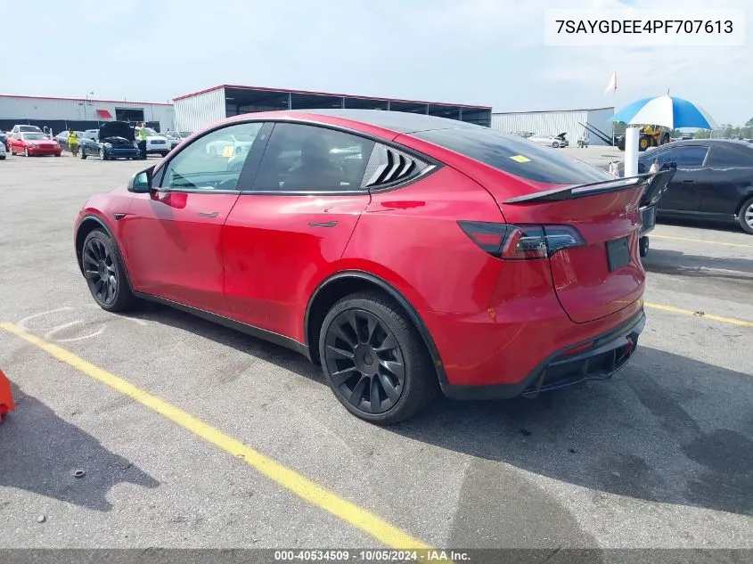 2023 Tesla Model Y Awd/Long Range Dual Motor All-Wheel Drive VIN: 7SAYGDEE4PF707613 Lot: 40534509