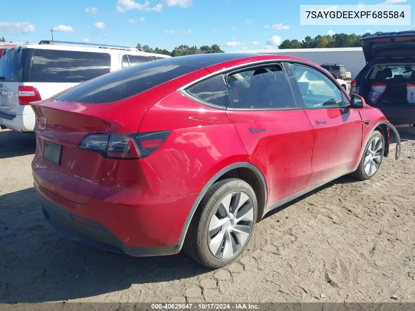 2023 Tesla Model Y Awd/Long Range Dual Motor All-Wheel Drive VIN: 7SAYGDEEXPF685584 Lot: 40859186