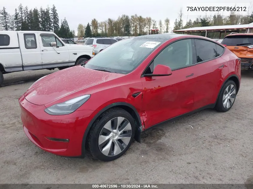 2023 Tesla Model Y Awd/Long Range Dual Motor All-Wheel Drive VIN: 7SAYGDEE2PF866212 Lot: 40672596