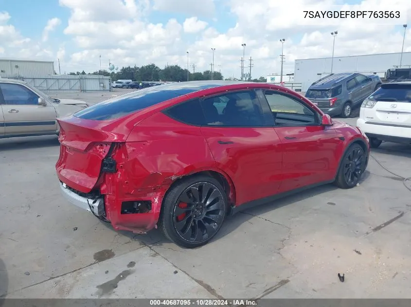 2023 Tesla Model Y Performance Dual Motor All-Wheel Drive VIN: 7SAYGDEF8PF763563 Lot: 40687095