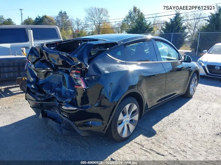 2023 Tesla Model Y Awd/Long Range Dual Motor All-Wheel Drive VIN: 7SAYGAEE2PF612921 Lot: 40690829