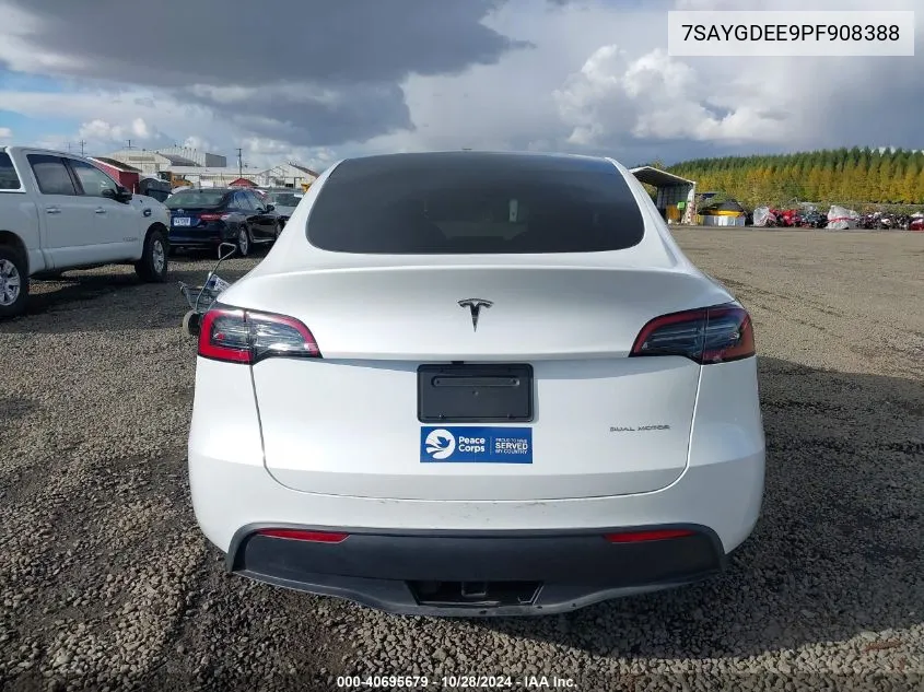 2023 Tesla Model Y Awd/Long Range Dual Motor All-Wheel Drive VIN: 7SAYGDEE9PF908388 Lot: 40695679