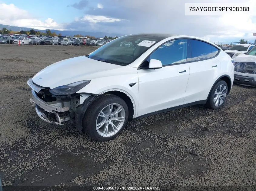 2023 Tesla Model Y Awd/Long Range Dual Motor All-Wheel Drive VIN: 7SAYGDEE9PF908388 Lot: 40695679