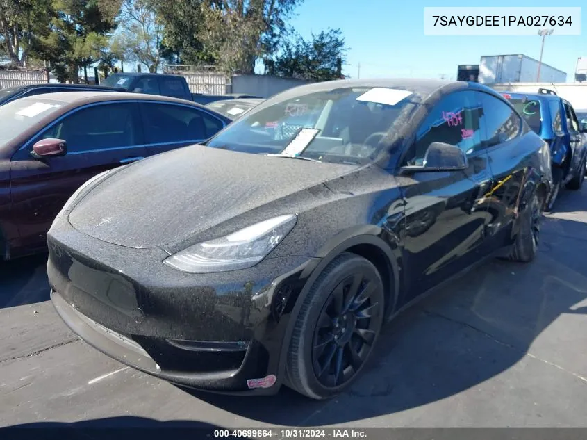 2023 Tesla Model Y Awd/Long Range Dual Motor All-Wheel Drive VIN: 7SAYGDEE1PA027634 Lot: 40699664