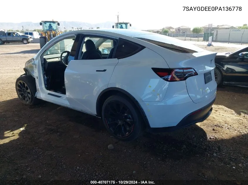 7SAYGDEE0PA136778 2023 Tesla Model Y Awd/Long Range Dual Motor All-Wheel Drive