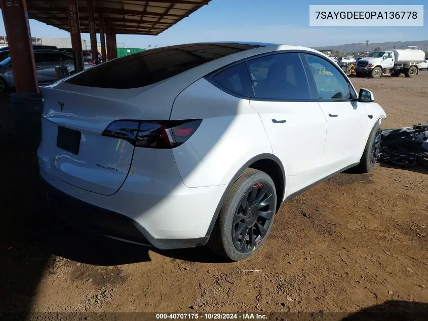 7SAYGDEE0PA136778 2023 Tesla Model Y Awd/Long Range Dual Motor All-Wheel Drive