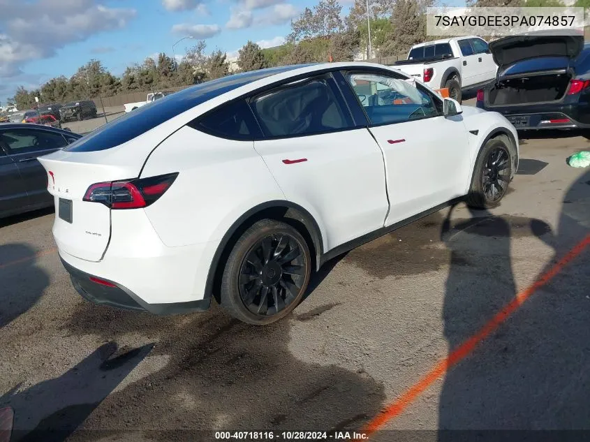 2023 Tesla Model Y Awd/Long Range Dual Motor All-Wheel Drive VIN: 7SAYGDEE3PA074857 Lot: 40718116