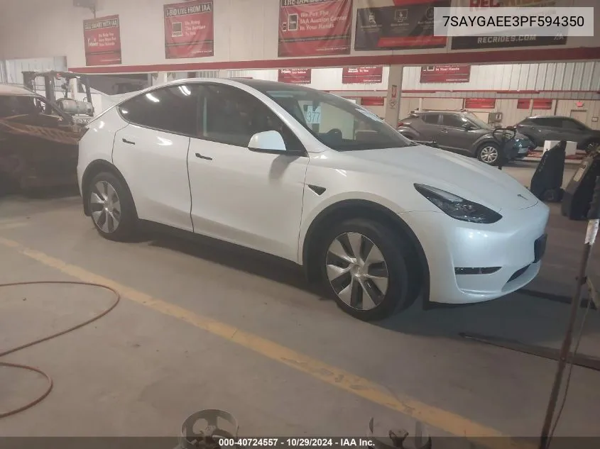 2023 Tesla Model Y Awd/Long Range Dual Motor All-Wheel Drive VIN: 7SAYGAEE3PF594350 Lot: 40724557