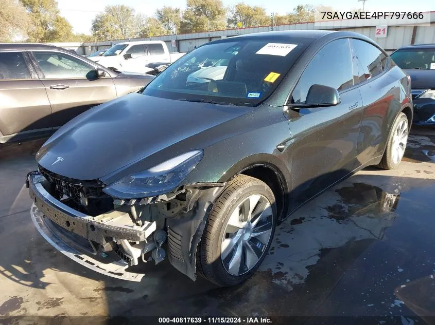 2023 Tesla Model Y Awd/Long Range Dual Motor All-Wheel Drive VIN: 7SAYGAEE4PF797666 Lot: 40817639