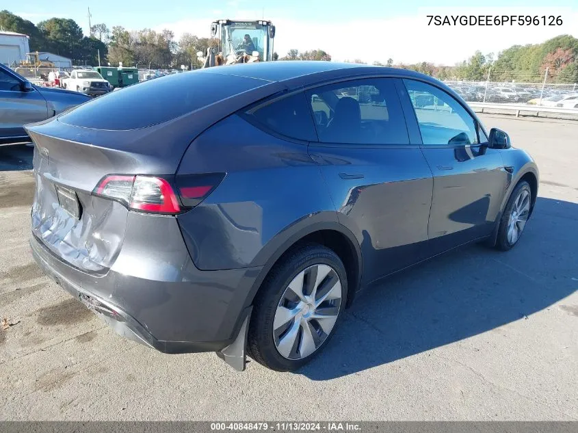 2023 Tesla Model Y Awd/Long Range Dual Motor All-Wheel Drive VIN: 7SAYGDEE6PF596126 Lot: 40848479