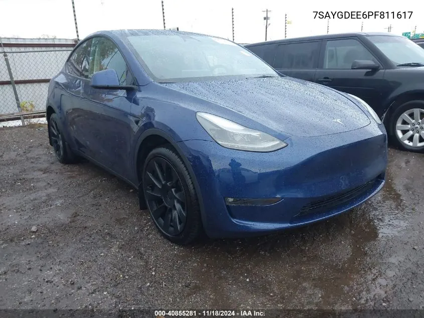 2023 Tesla Model Y Awd/Long Range Dual Motor All-Wheel Drive VIN: 7SAYGDEE6PF811617 Lot: 40855281