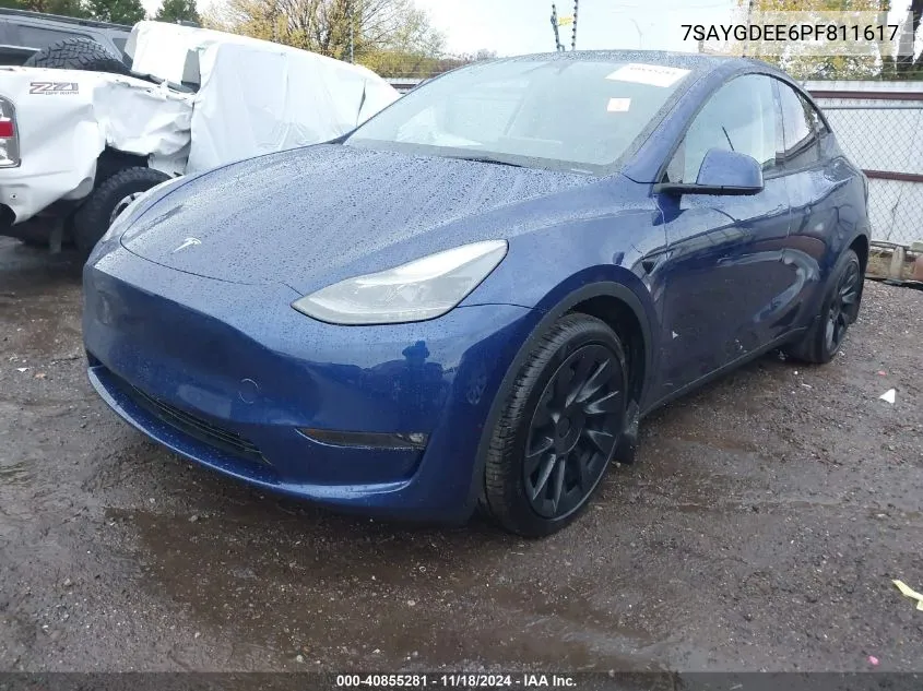 2023 Tesla Model Y Awd/Long Range Dual Motor All-Wheel Drive VIN: 7SAYGDEE6PF811617 Lot: 40855281