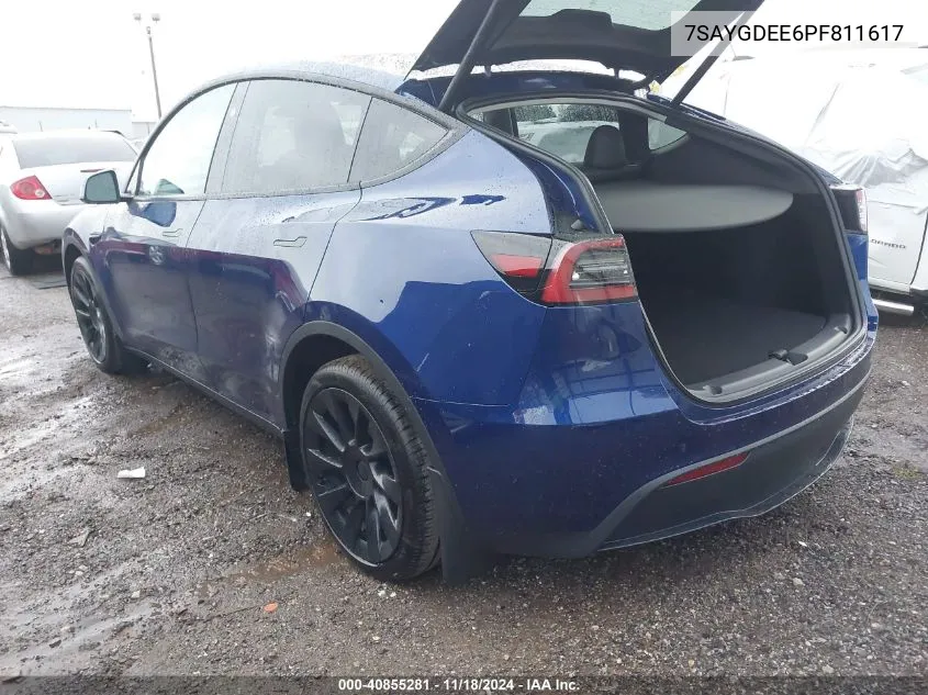 2023 Tesla Model Y Awd/Long Range Dual Motor All-Wheel Drive VIN: 7SAYGDEE6PF811617 Lot: 40855281