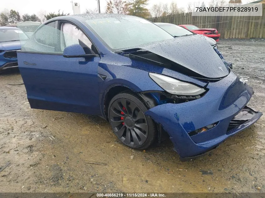 2023 Tesla Model Y Performance Dual Motor All-Wheel Drive VIN: 7SAYGDEF7PF828919 Lot: 40856219