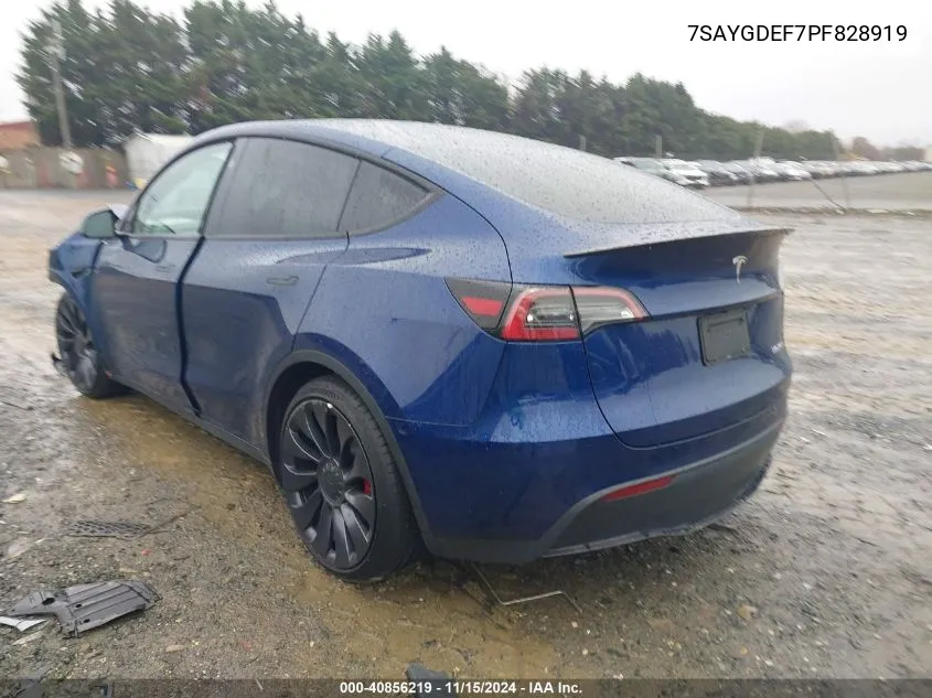 2023 Tesla Model Y Performance Dual Motor All-Wheel Drive VIN: 7SAYGDEF7PF828919 Lot: 40856219