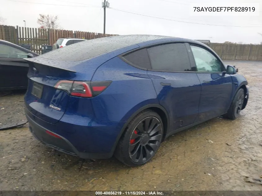 2023 Tesla Model Y Performance Dual Motor All-Wheel Drive VIN: 7SAYGDEF7PF828919 Lot: 40856219