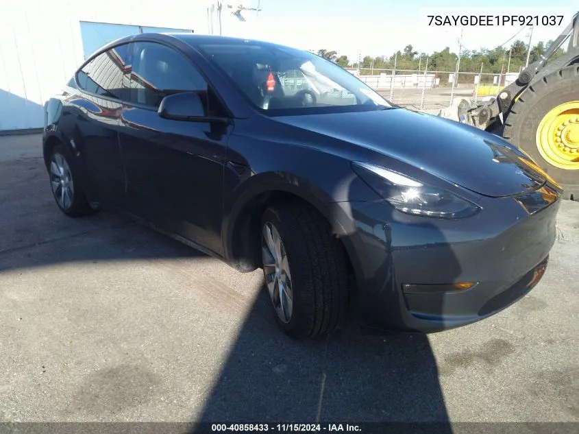 2023 Tesla Model Y Awd/Long Range Dual Motor All-Wheel Drive VIN: 7SAYGDEE1PF921037 Lot: 40858433