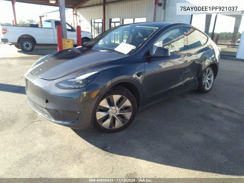 2023 Tesla Model Y Awd/Long Range Dual Motor All-Wheel Drive VIN: 7SAYGDEE1PF921037 Lot: 40858433