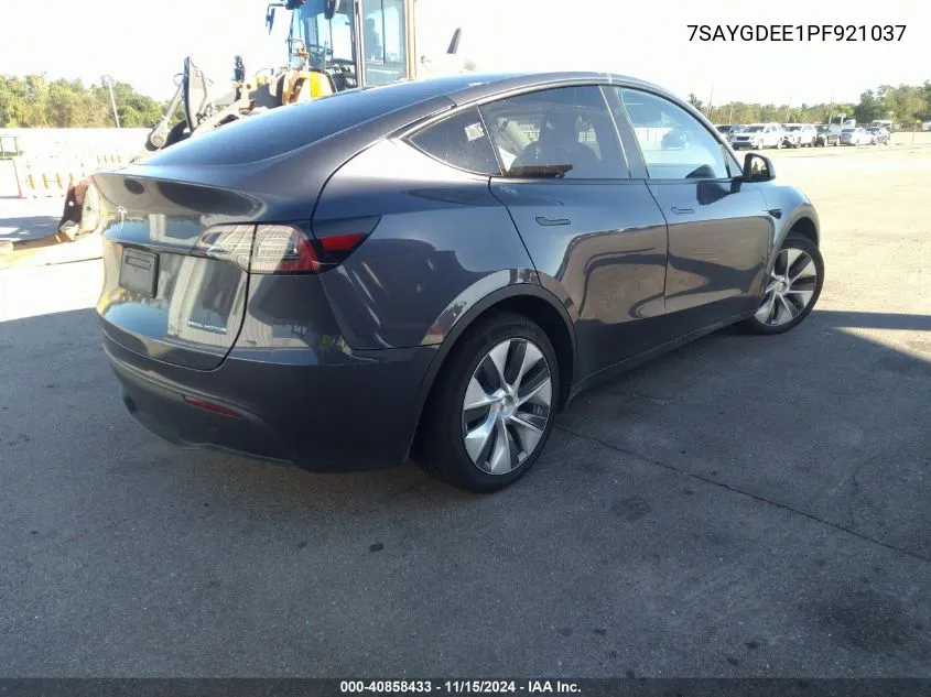 2023 Tesla Model Y Awd/Long Range Dual Motor All-Wheel Drive VIN: 7SAYGDEE1PF921037 Lot: 40858433